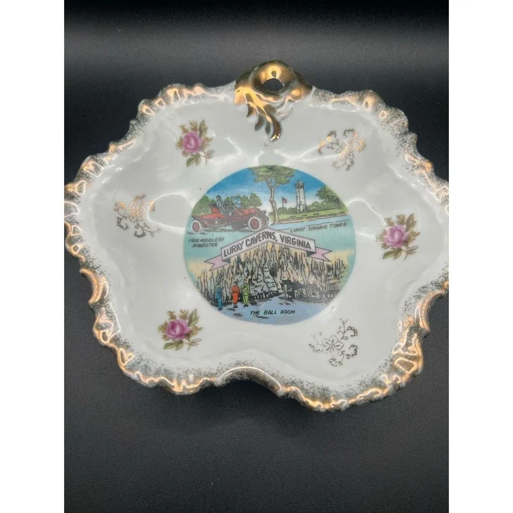 Novelty Washington DC Candy Dish Ceramic Vintage Made in Japan Roses Gold Rim